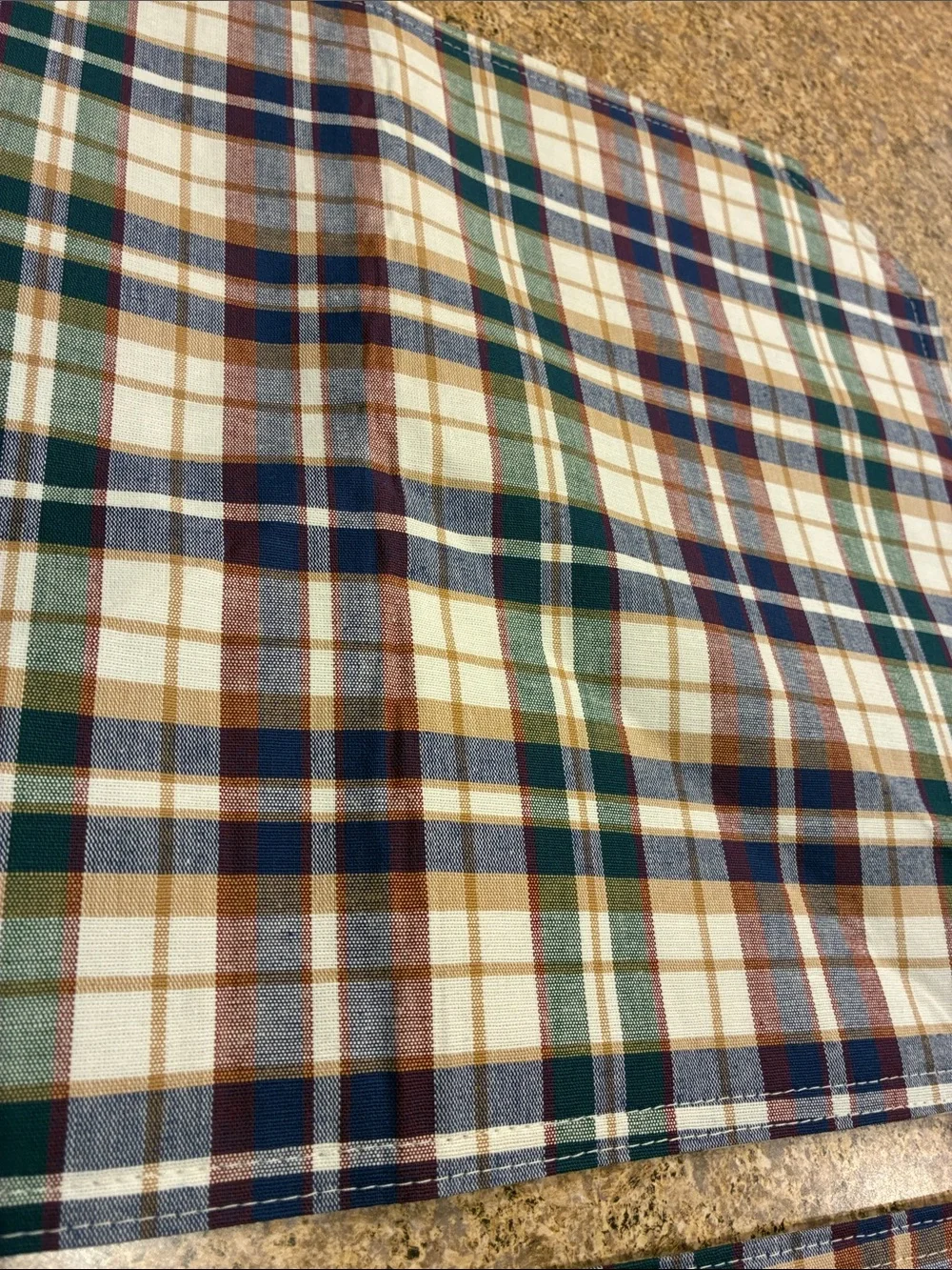 Longaberger Woven Traditions Plaid Fabric Placemats Set of 2 SMELLS MUSTY
